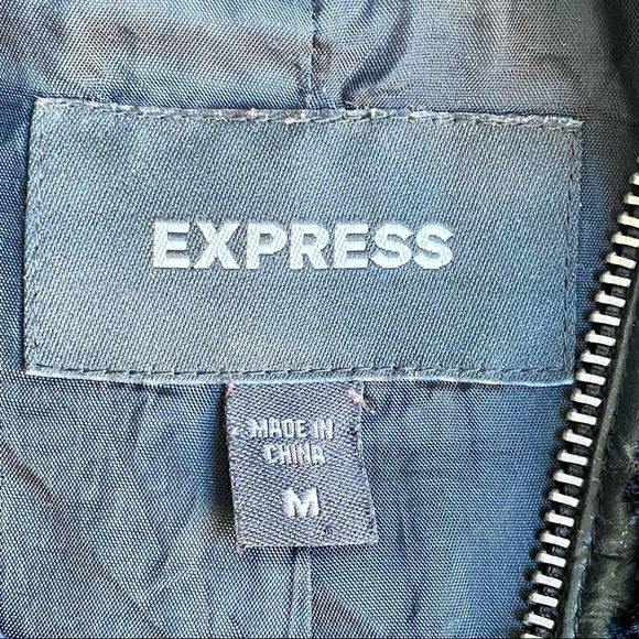 Vtg Express Faux Fur Wool Blend Ribbed Full Zip Jacket Size M - Picture 2 of 10